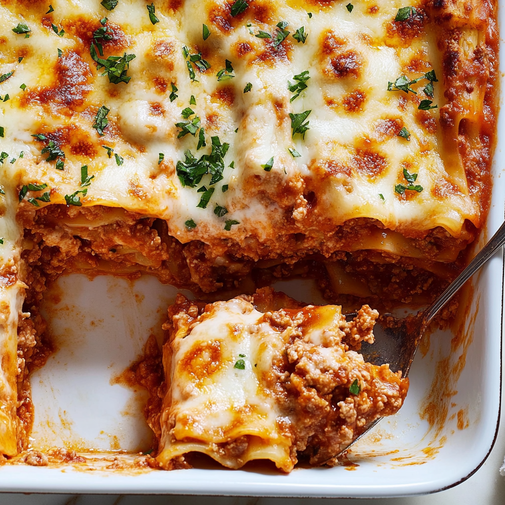 Recipe preparation for Classic Lasagna with Meat Sauce