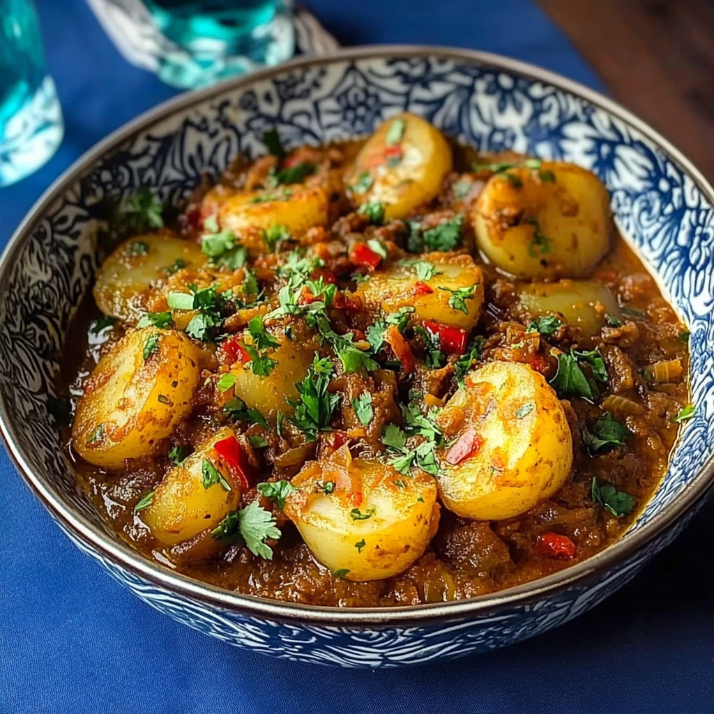 Recipe preparation for Dopiazeh Aloo Persian Potato Curry