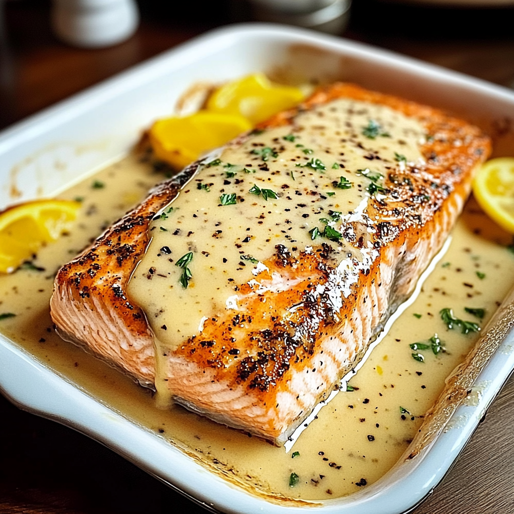 Recipe preparation for Baked Boursin Salmon