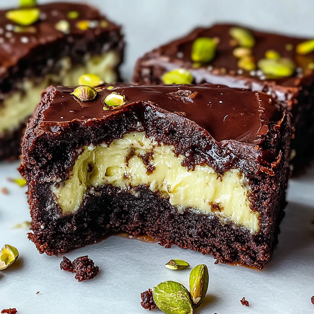 Recipe preparation for Pistachio Cheesecake Brownies