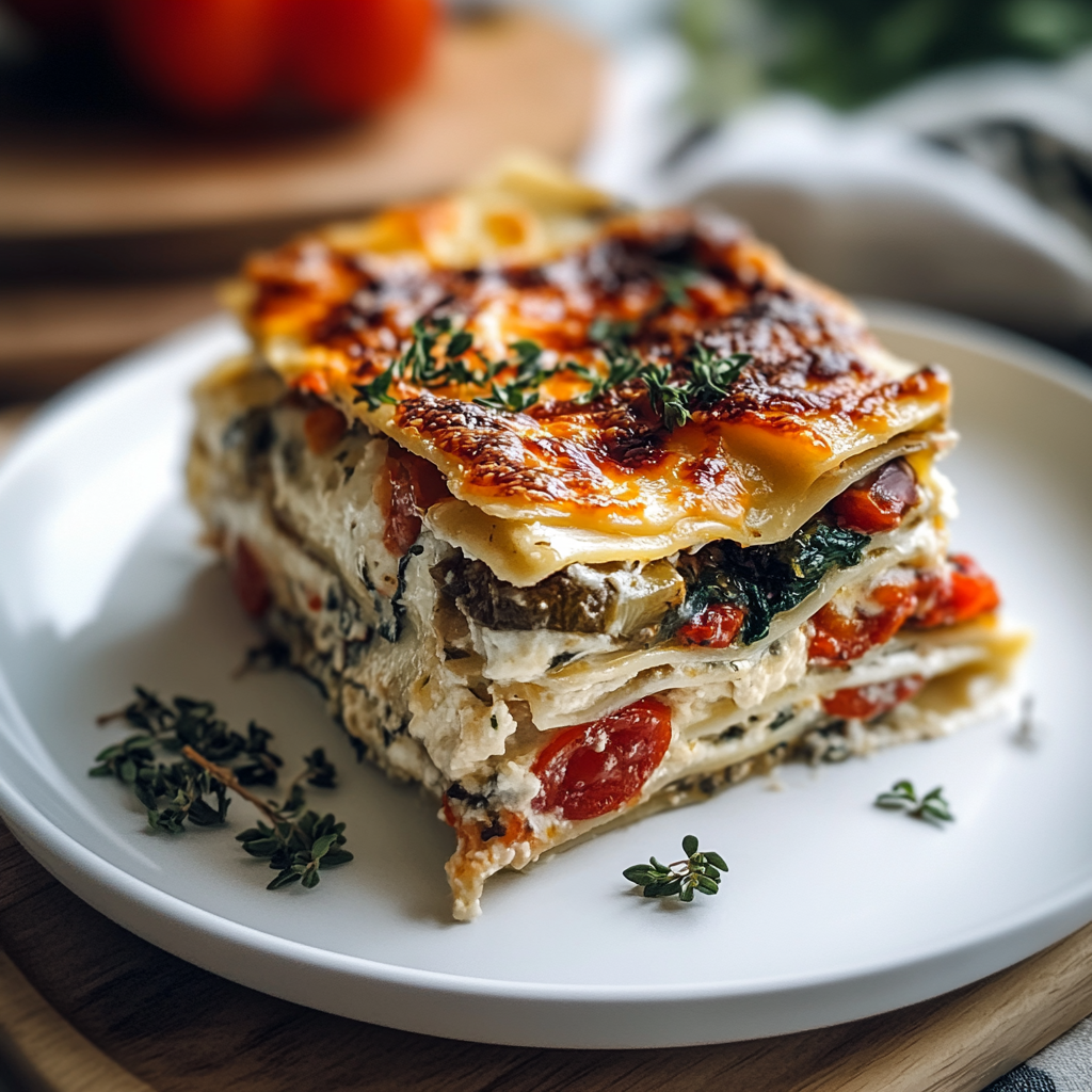 Recipe preparation for Loaded Veggie White Lasagna