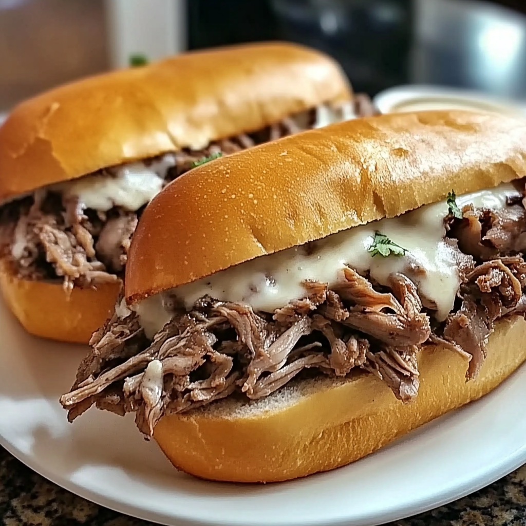 Recipe preparation for French Dip Sandwiches