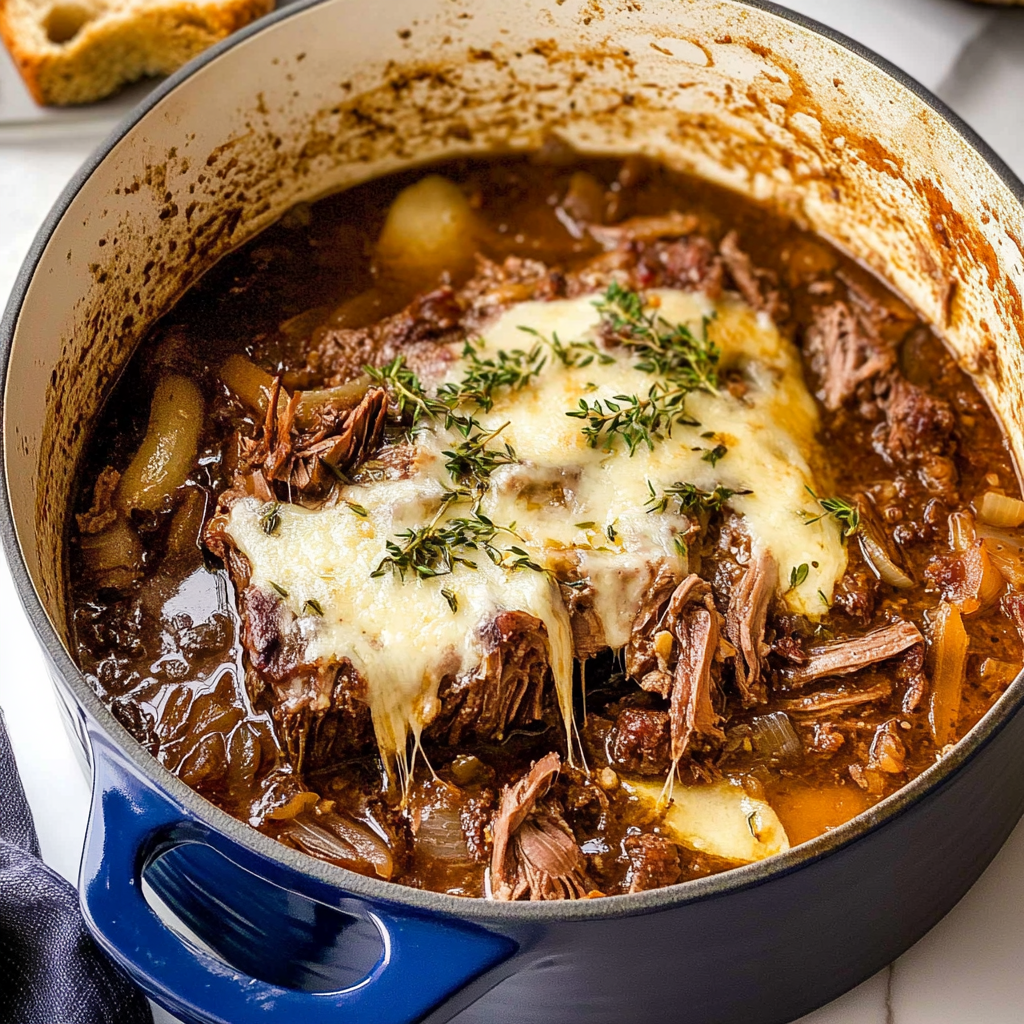 Recipe preparation for French Onion Pot Roast