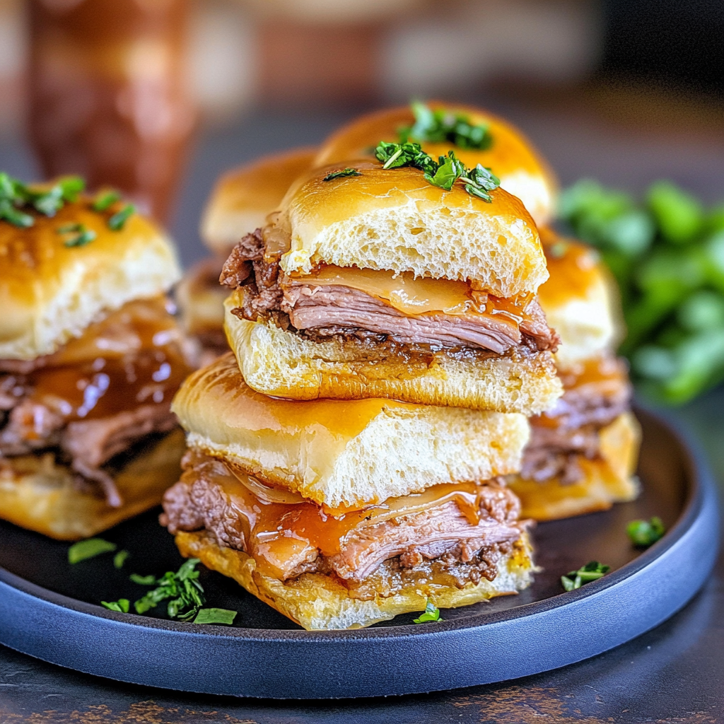 Recipe preparation for French Dip Sliders
