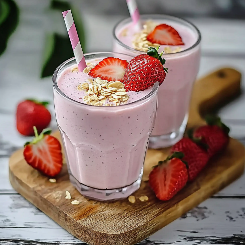Recipe preparation for Healthy Strawberry Smoothie with Bananas