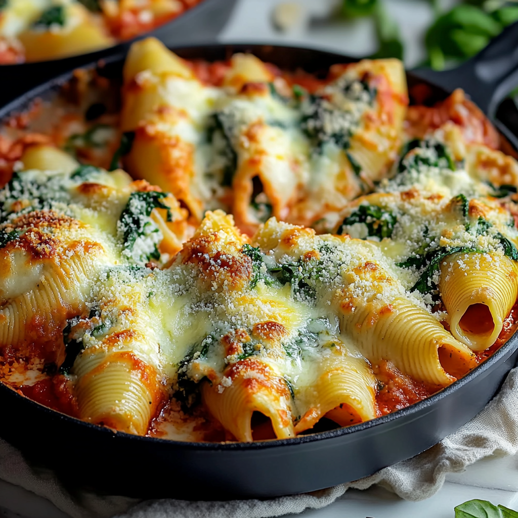 Recipe preparation for Spinach and Ricotta Stuffed Shells Recipe