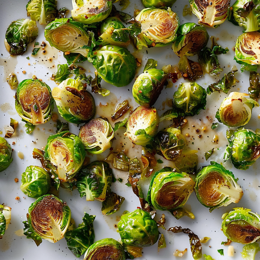 Recipe preparation for Roasted Brussels Sprouts & Garlic Mashed Potatoes