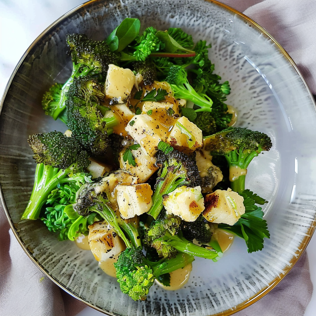 Recipe preparation for Melting Broccoli with Miso-Garlic Broth