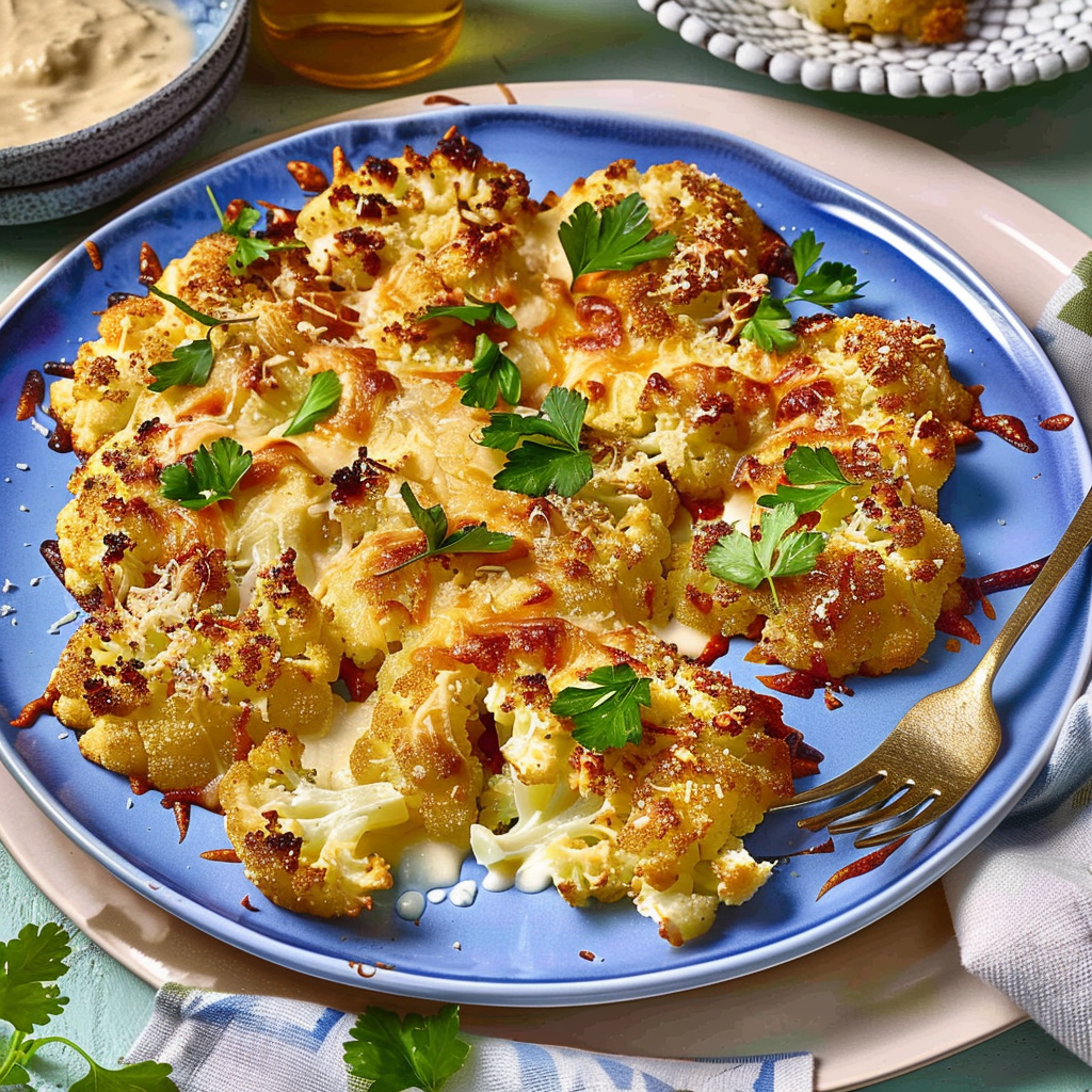 Recipe preparation for Cauliflower Cheese Bake with Parmesan Crust