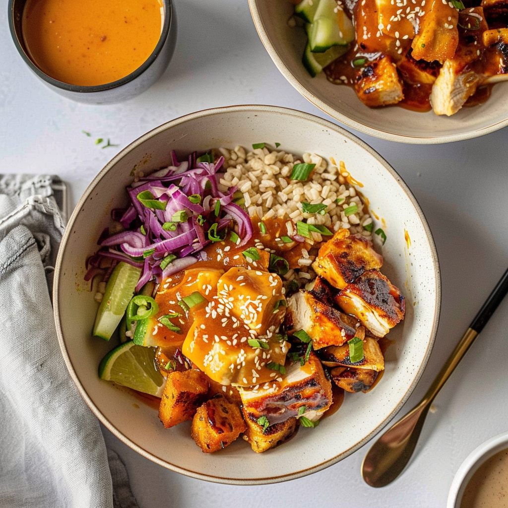 Recipe preparation for Hot Honey Chicken Bowls