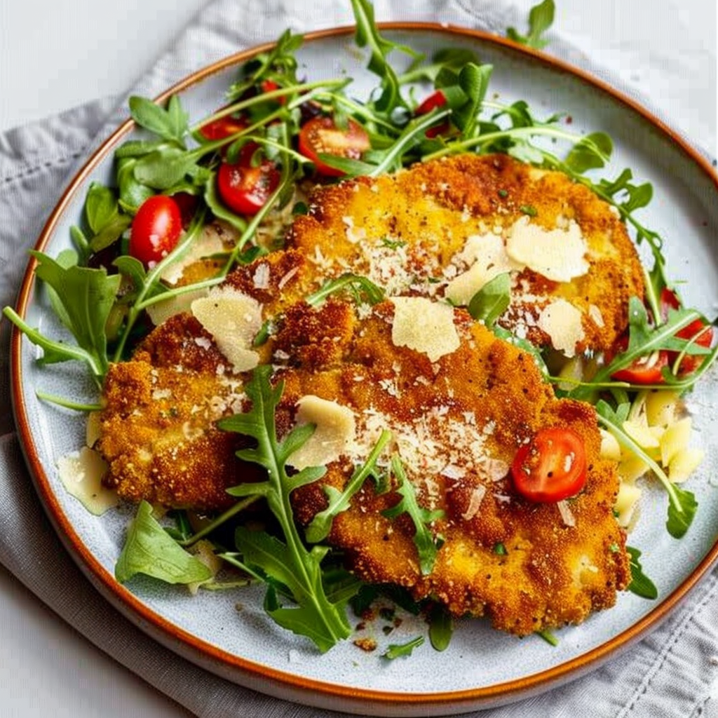 Recipe preparation for Crispy Chicken Milanese