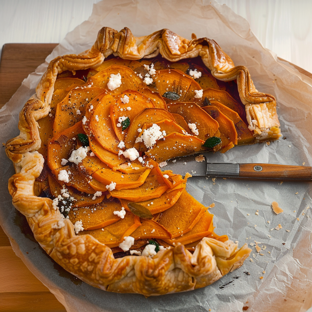 Recipe preparation for Sweet Potato & Goat Cheese Galette