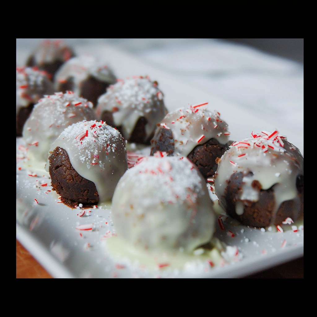 Recipe preparation for Spiced Peppermint Brownie Truffles