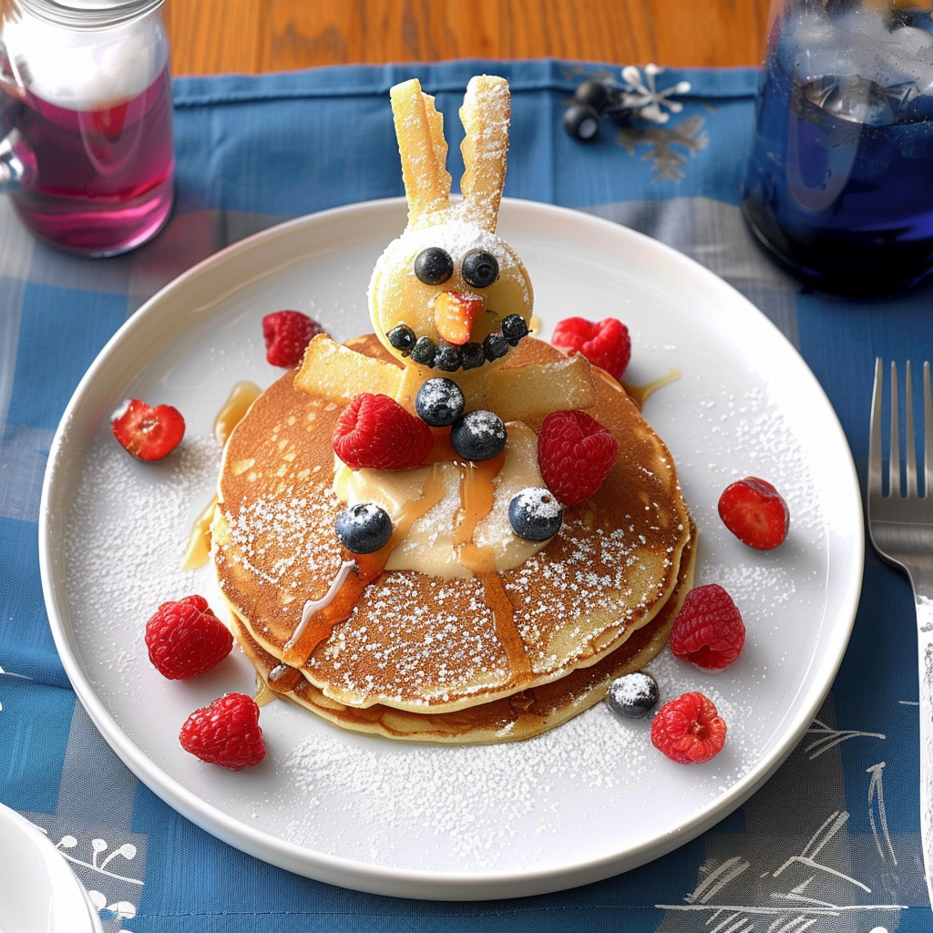 Recipe preparation for Snowman Pancake