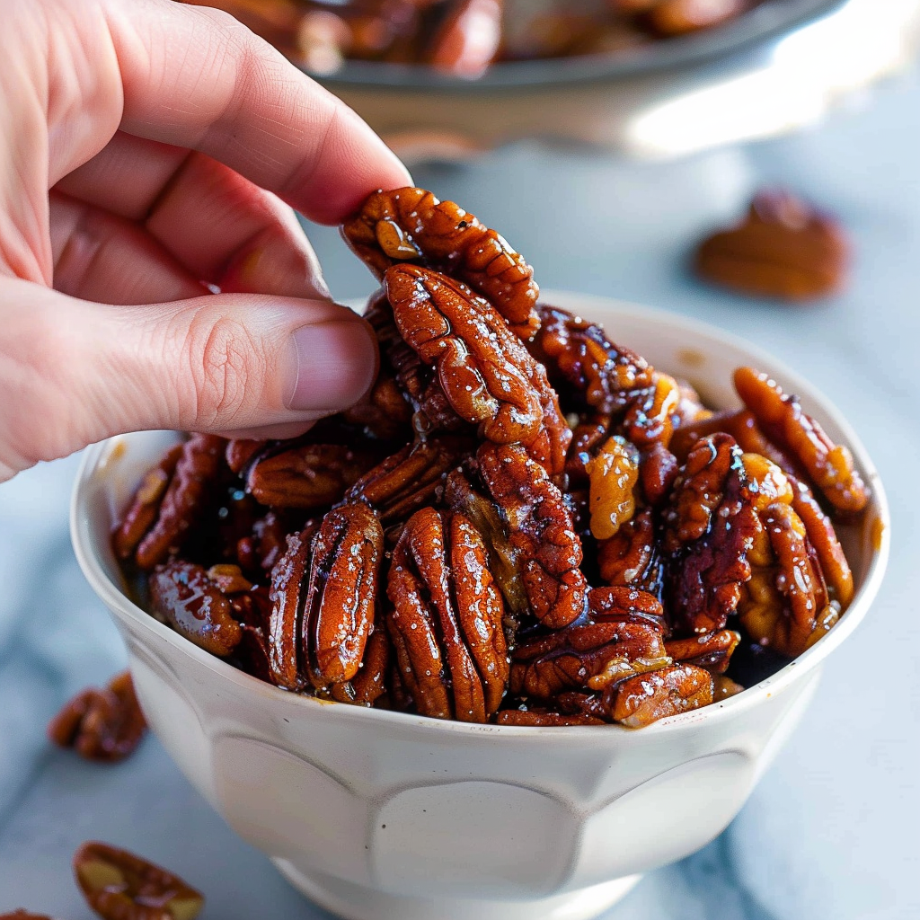 Recipe preparation for Holiday Pomegranate and Pear Salad with Candied Pecans