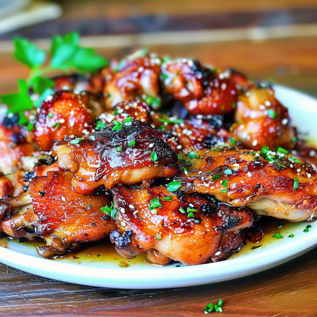 Recipe preparation for Honey-Garlic Baked Chicken Thighs