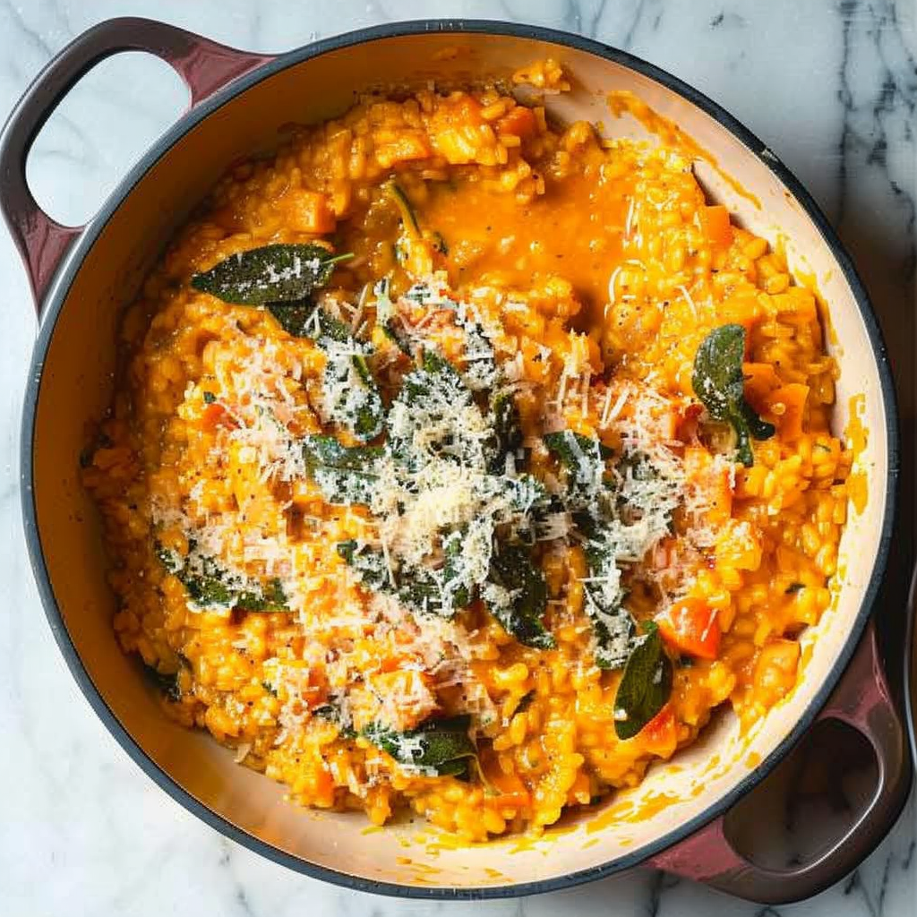 Recipe preparation for Pumpkin & Sage Risotto