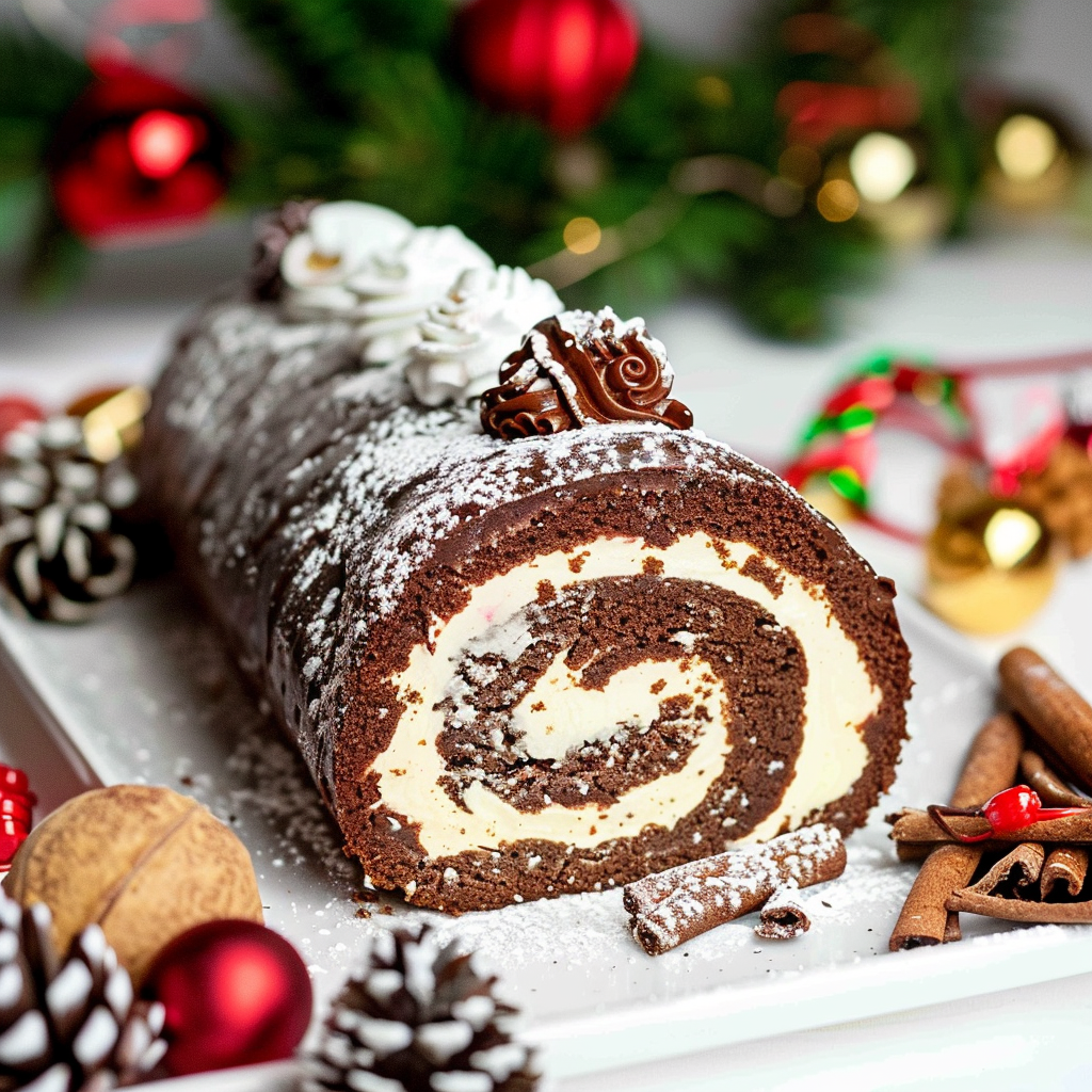 Recipe preparation for Mini Buche de Noël (Yule Log) Rolls