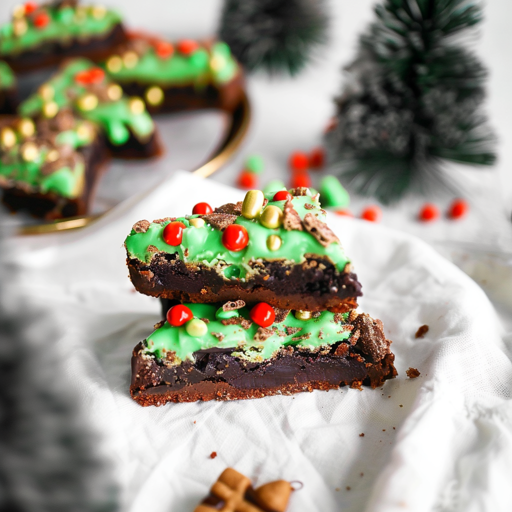 Recipe preparation for S’mores Christmas Tree Brownie Bars