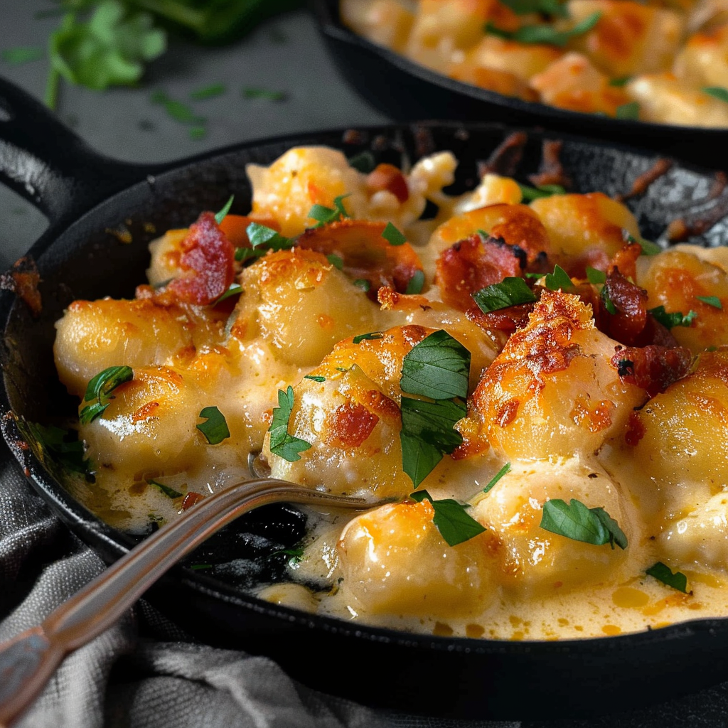 Recipe preparation for Loaded Baked Potato Gnocchi
