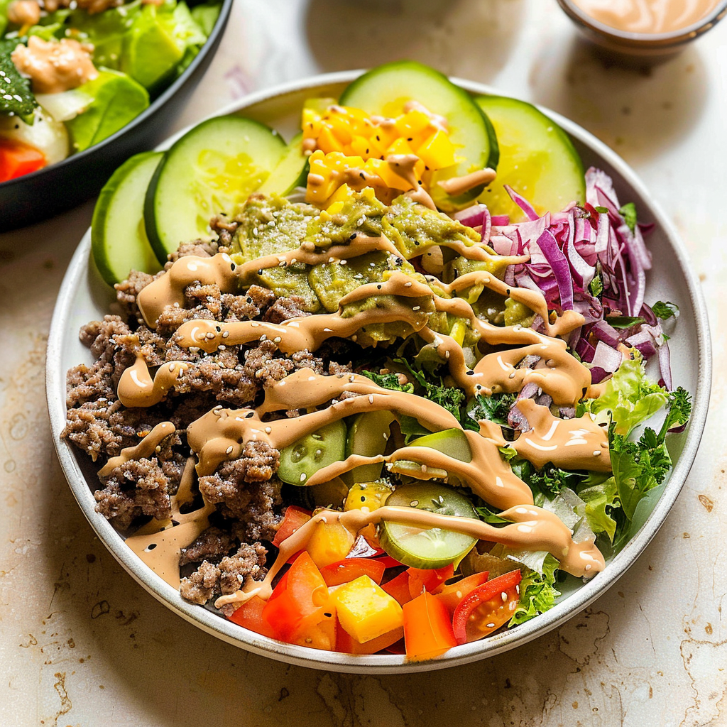 Recipe preparation for Easy Burger Salad