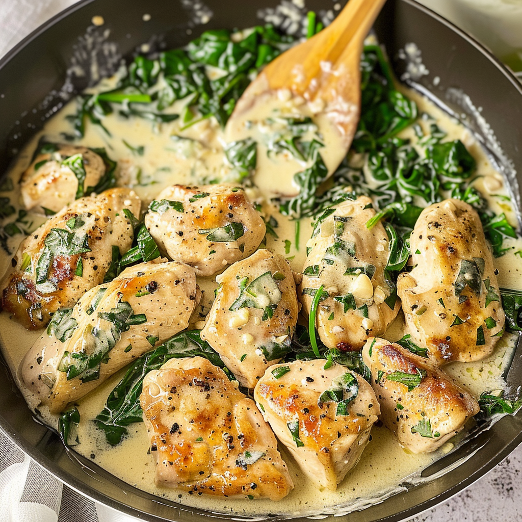 Recipe preparation for Creamy Garlic Chicken