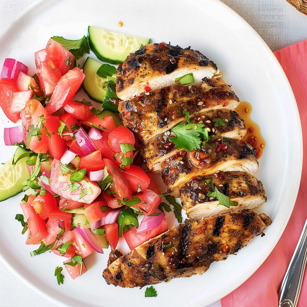 Recipe preparation for Balsamic Chicken with Watermelon Salsa