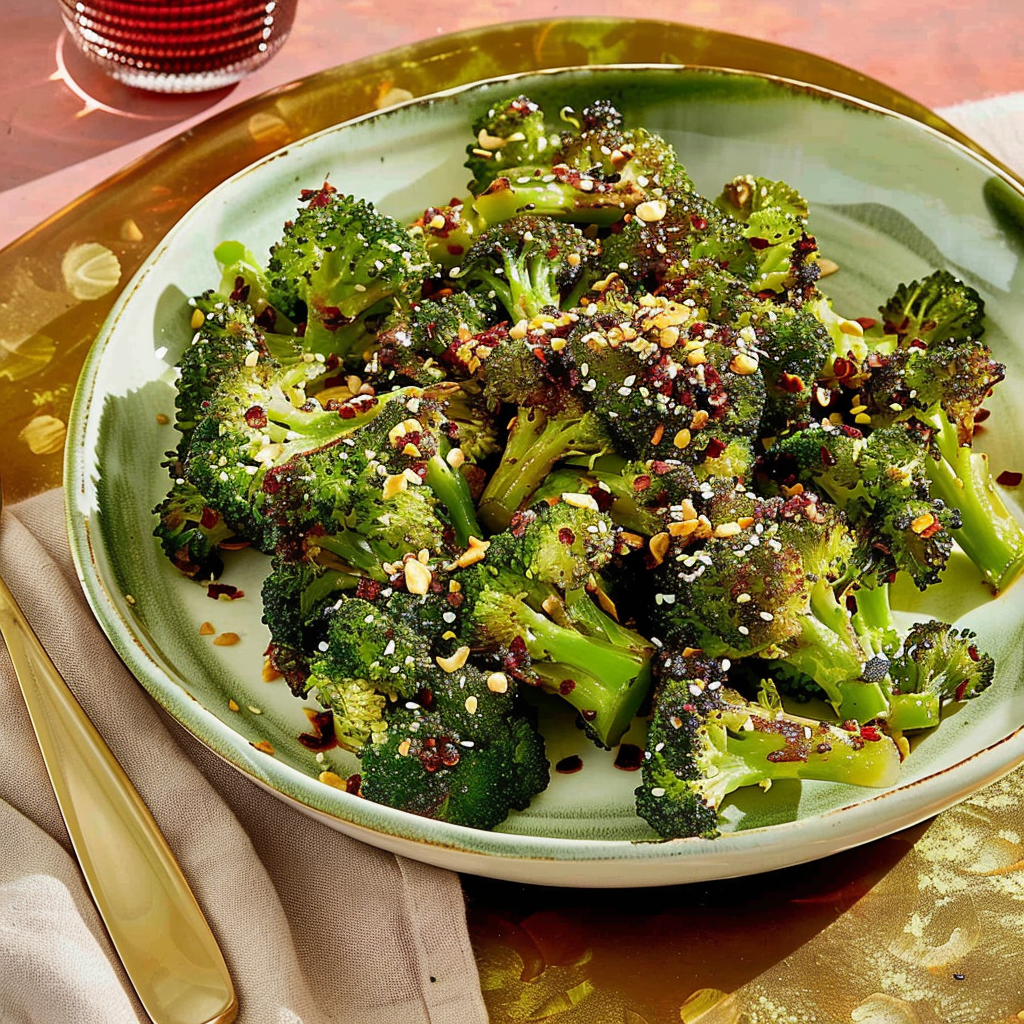 Recipe preparation for Melting Broccoli (roasted broccoli with flavorful sauce)