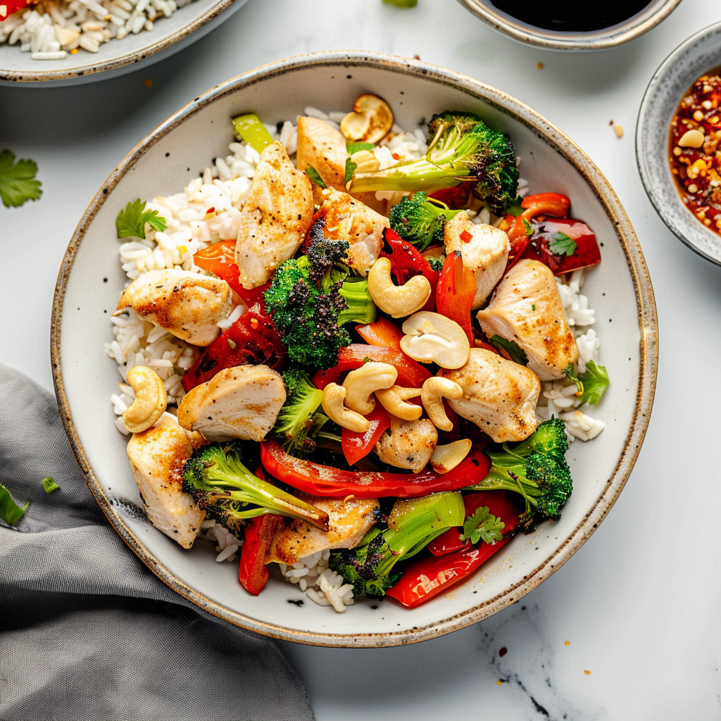 Recipe preparation for Sheet Pan Cashew Chicken & Peppers