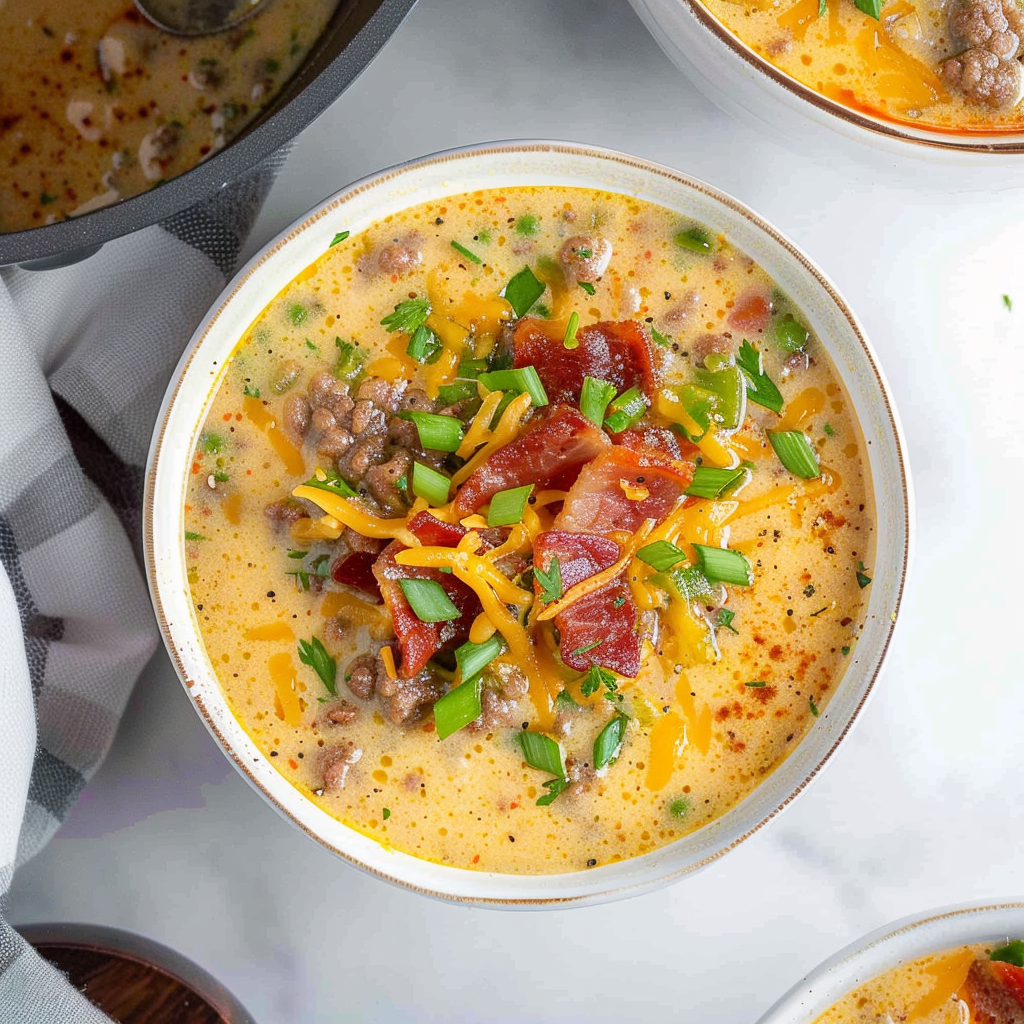 Recipe preparation for Instant Pot Cheeseburger Soup