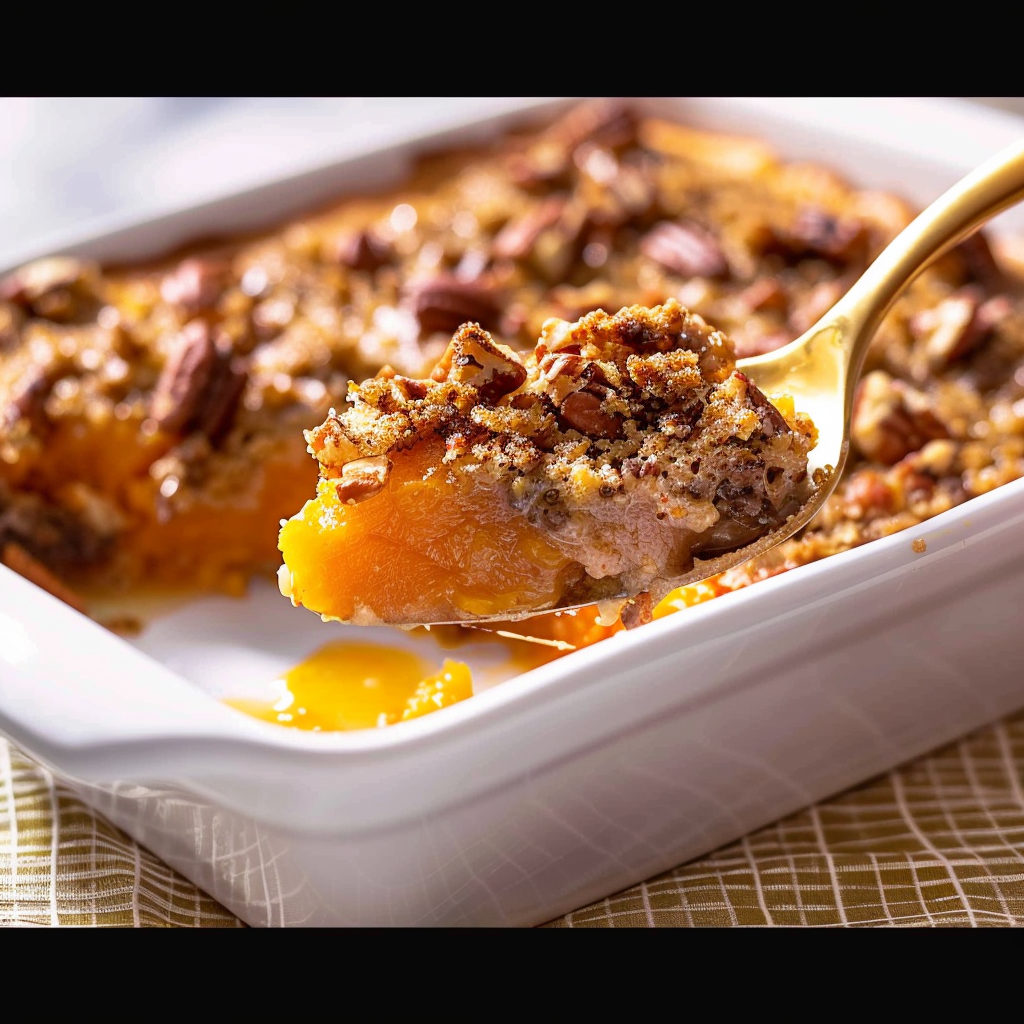 Recipe preparation for Sweet Potato Casserole with Pecans