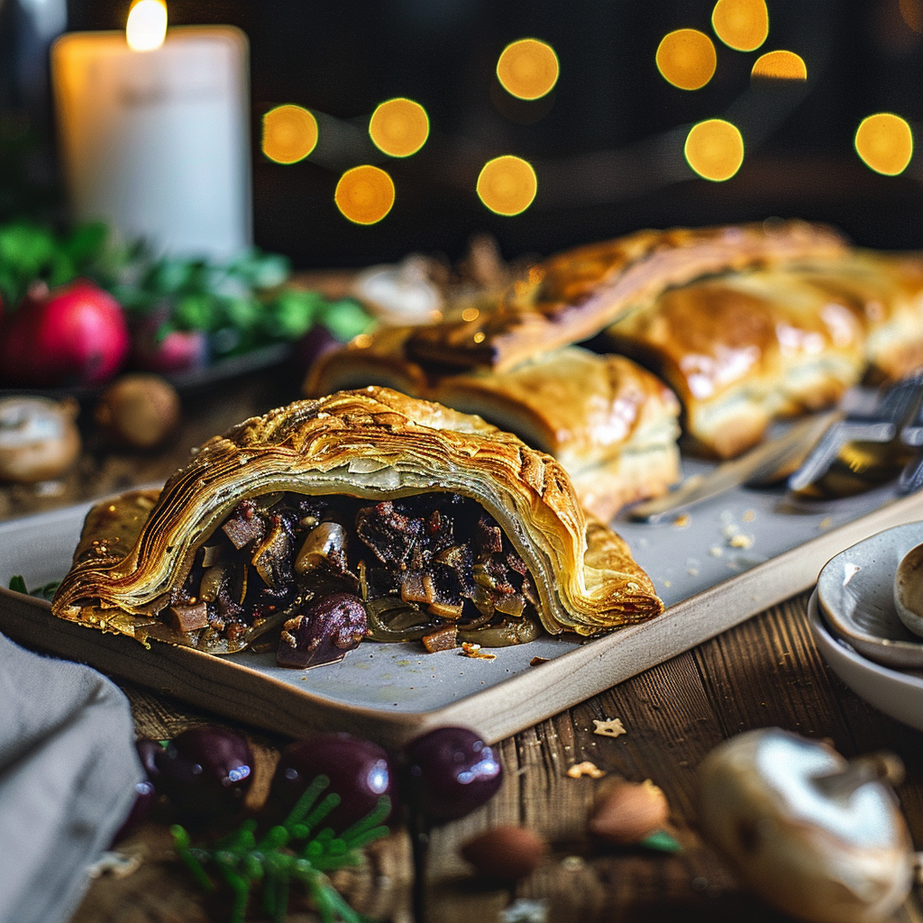 Recipe preparation for Vegetarian Mushroom & Lentil Wellington