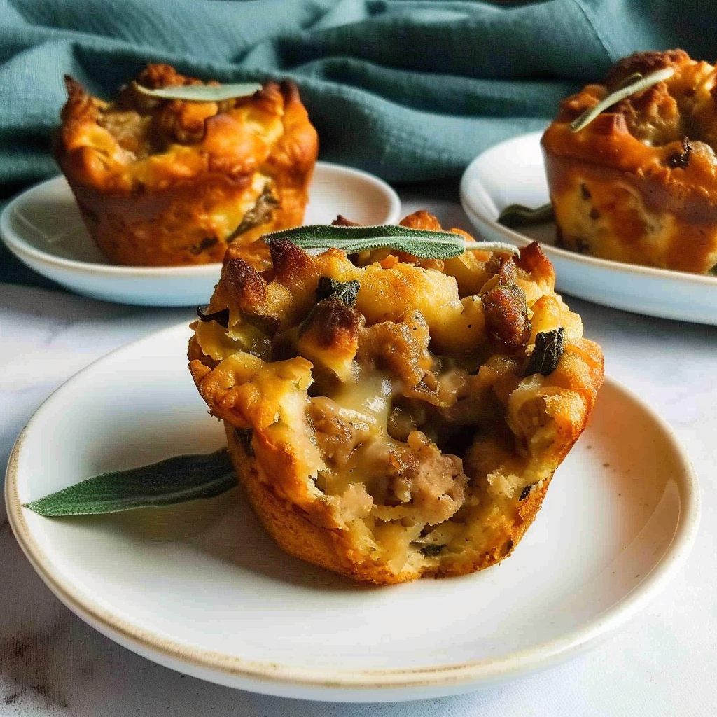 Recipe preparation for Sage & Onion Waffle Stuffing Cups