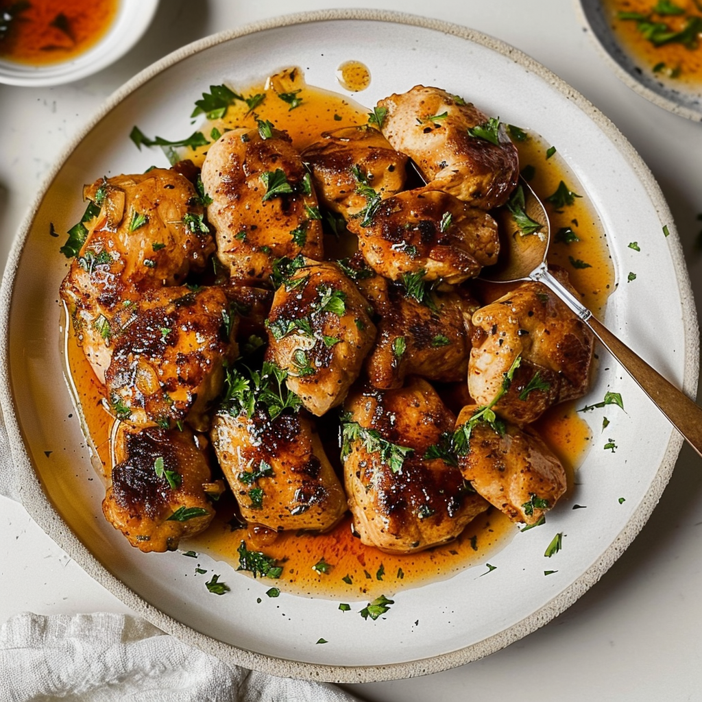 Recipe preparation for One-Pan Garlic Butter Chicken Bites