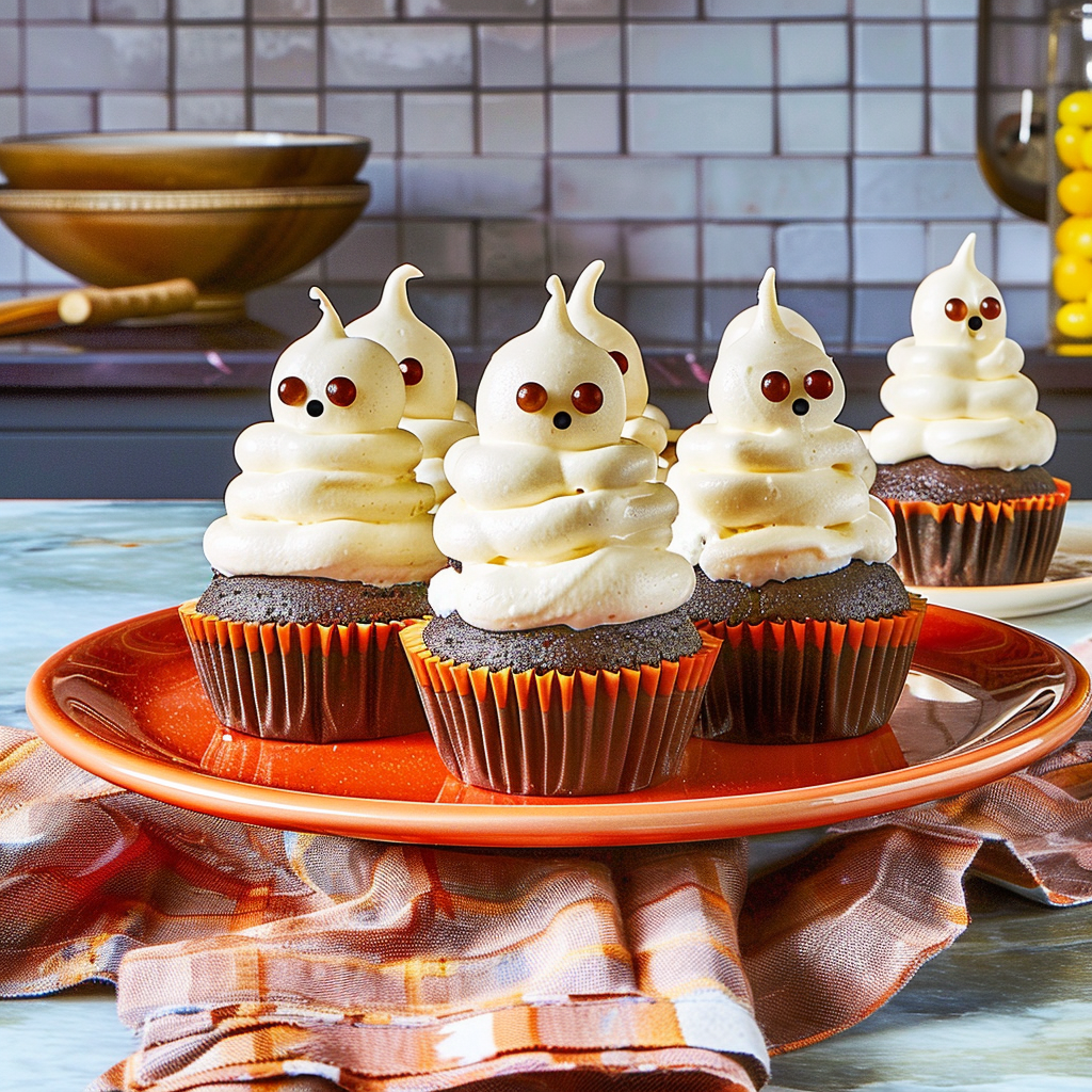 Recipe preparation for Spooky Halloween Ghost Cupcakes