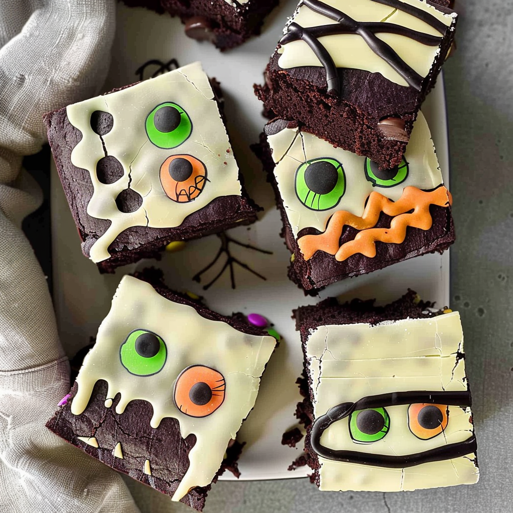 Recipe preparation for Mini Halloween Monster Brownies