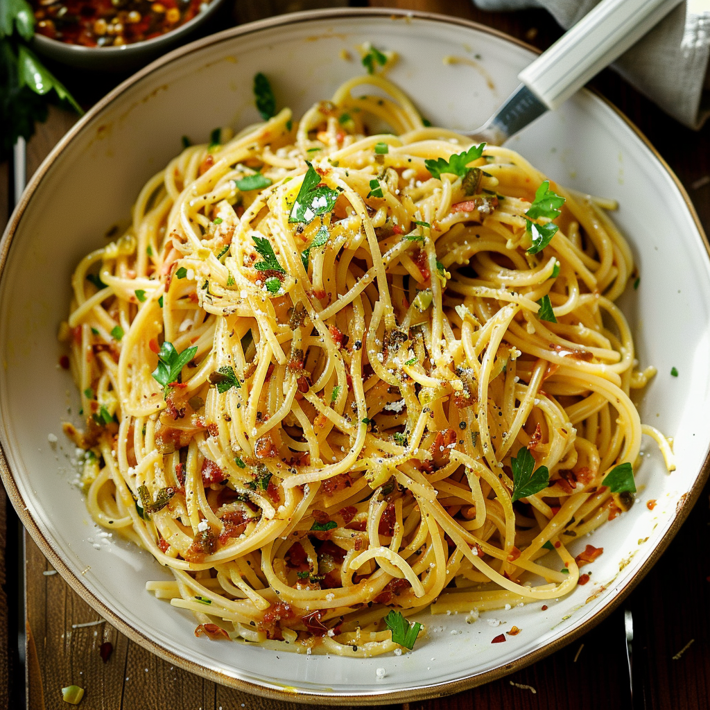 Recipe preparation for Sizzling Spaghetti