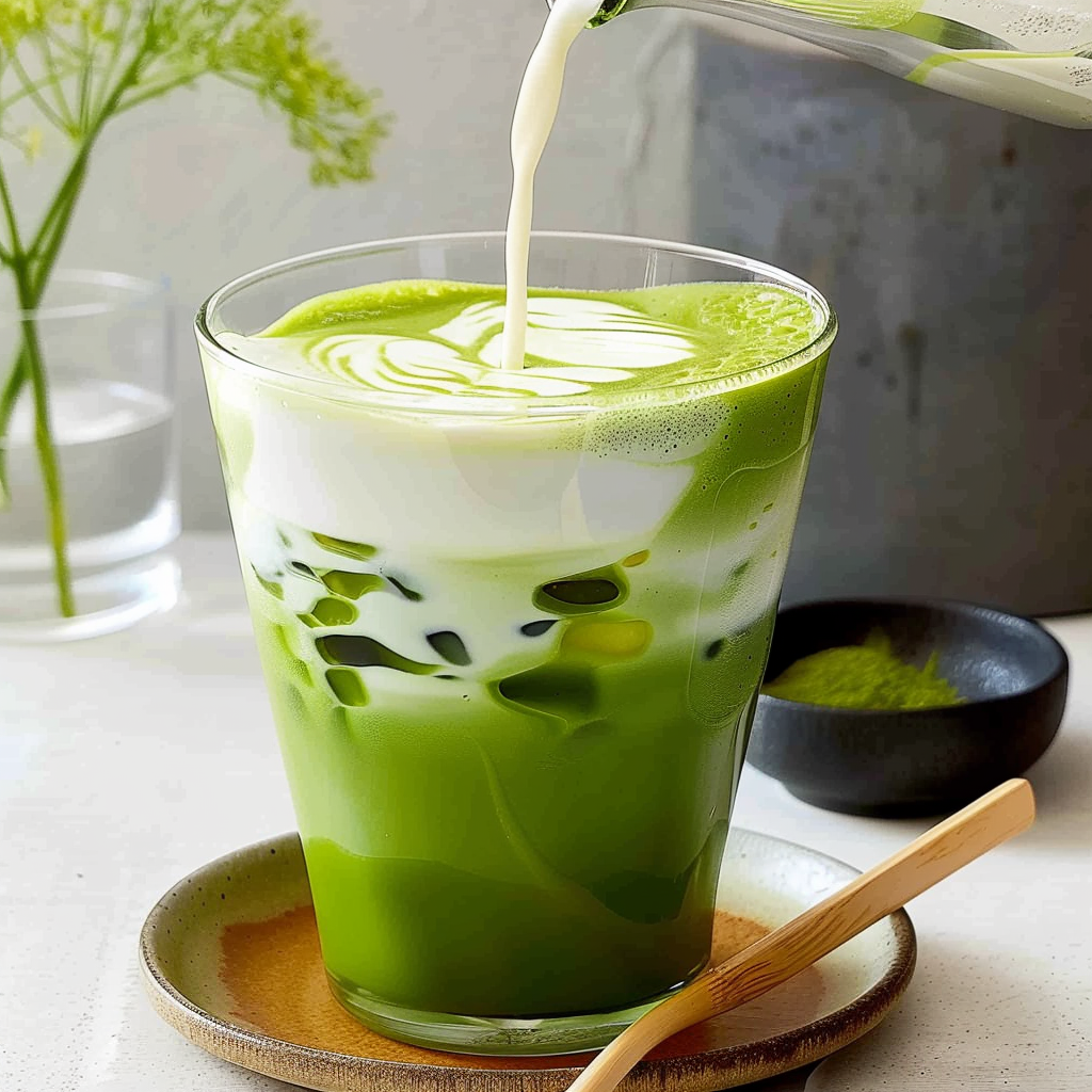 Recipe preparation for Iced Matcha Latte