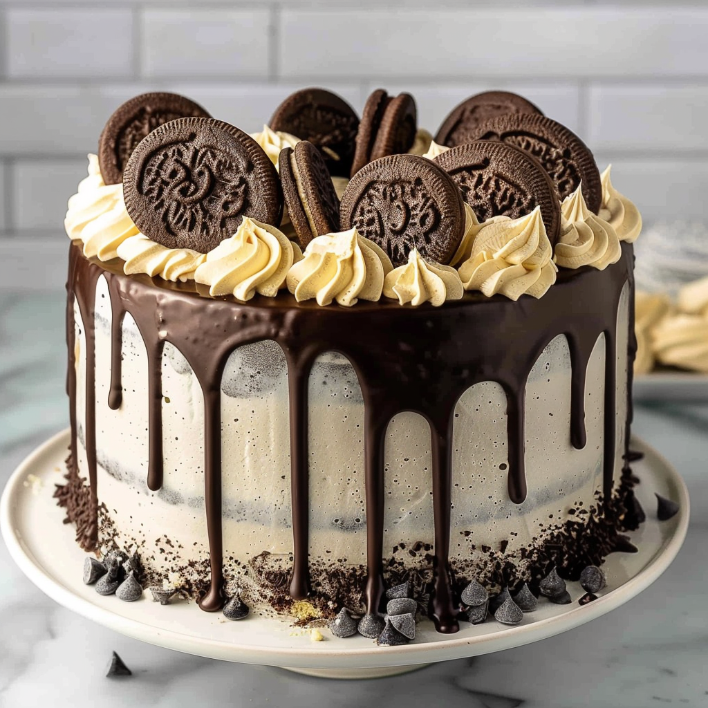 Recipe preparation for Cookies and Cream Birthday Cake