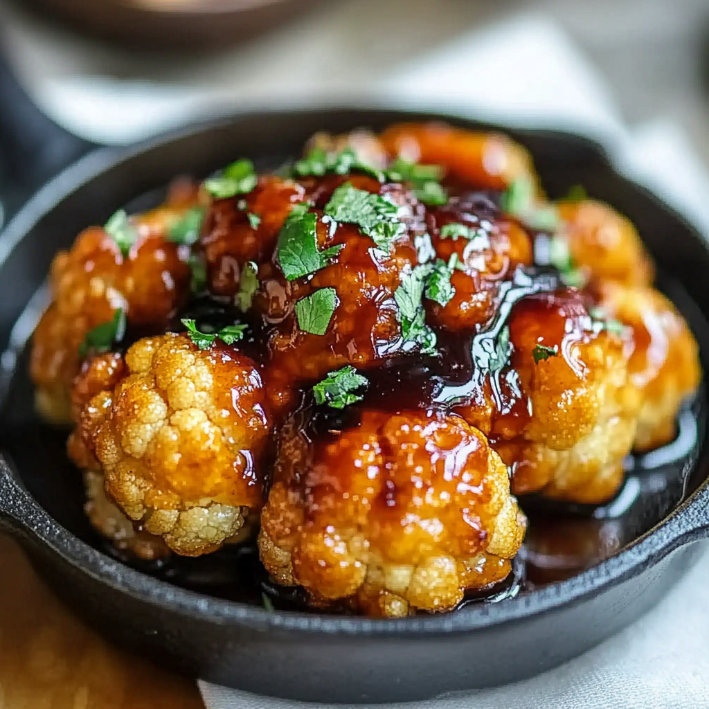 Recipe preparation for Whole Roasted Cauliflower with Spicy Sriracha Honey Glaze