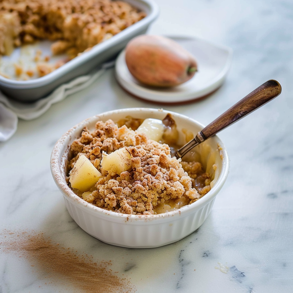 Recipe preparation for Easy Apple Crumble (Single Serving)
