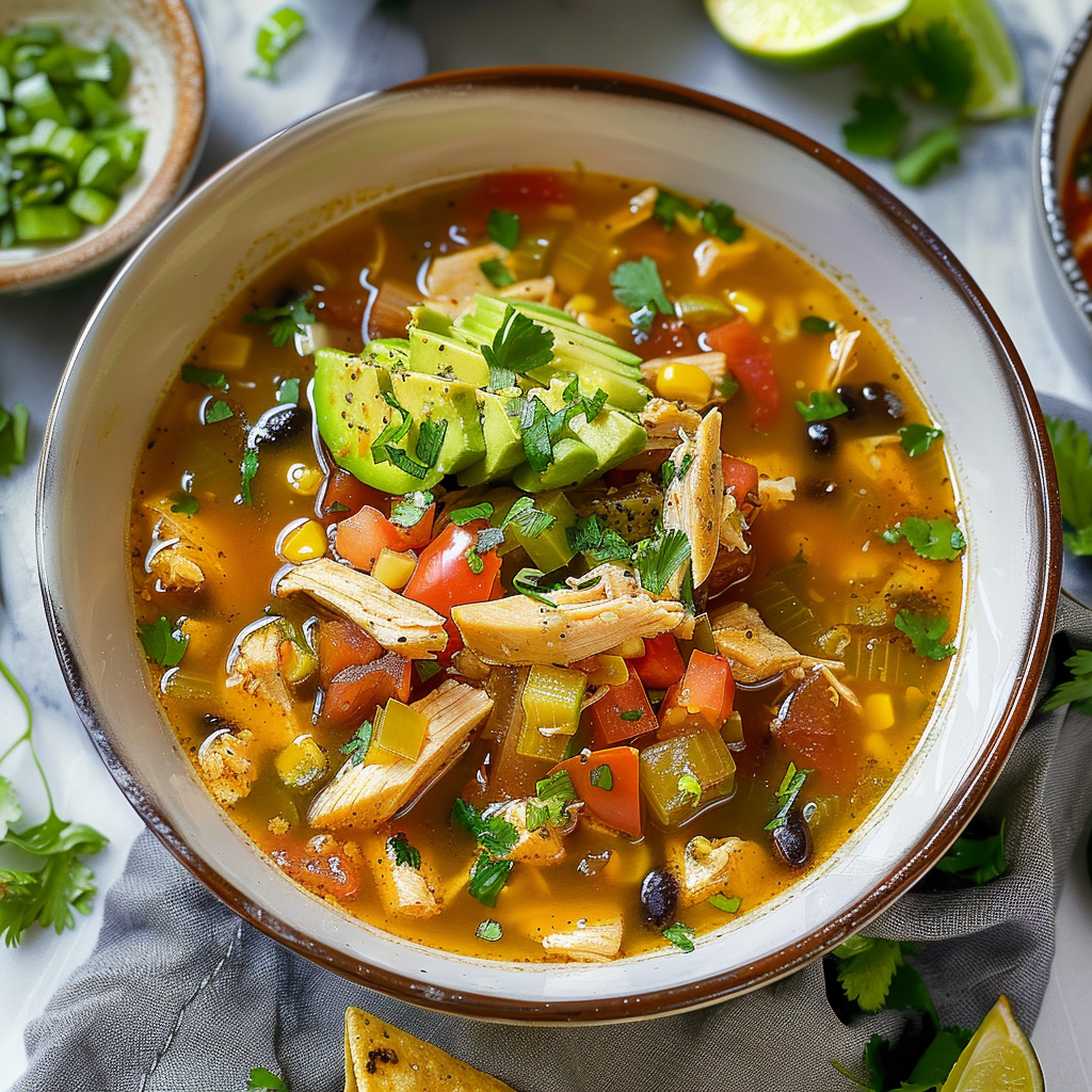 Recipe preparation for Grilled Chicken Tortilla Soup