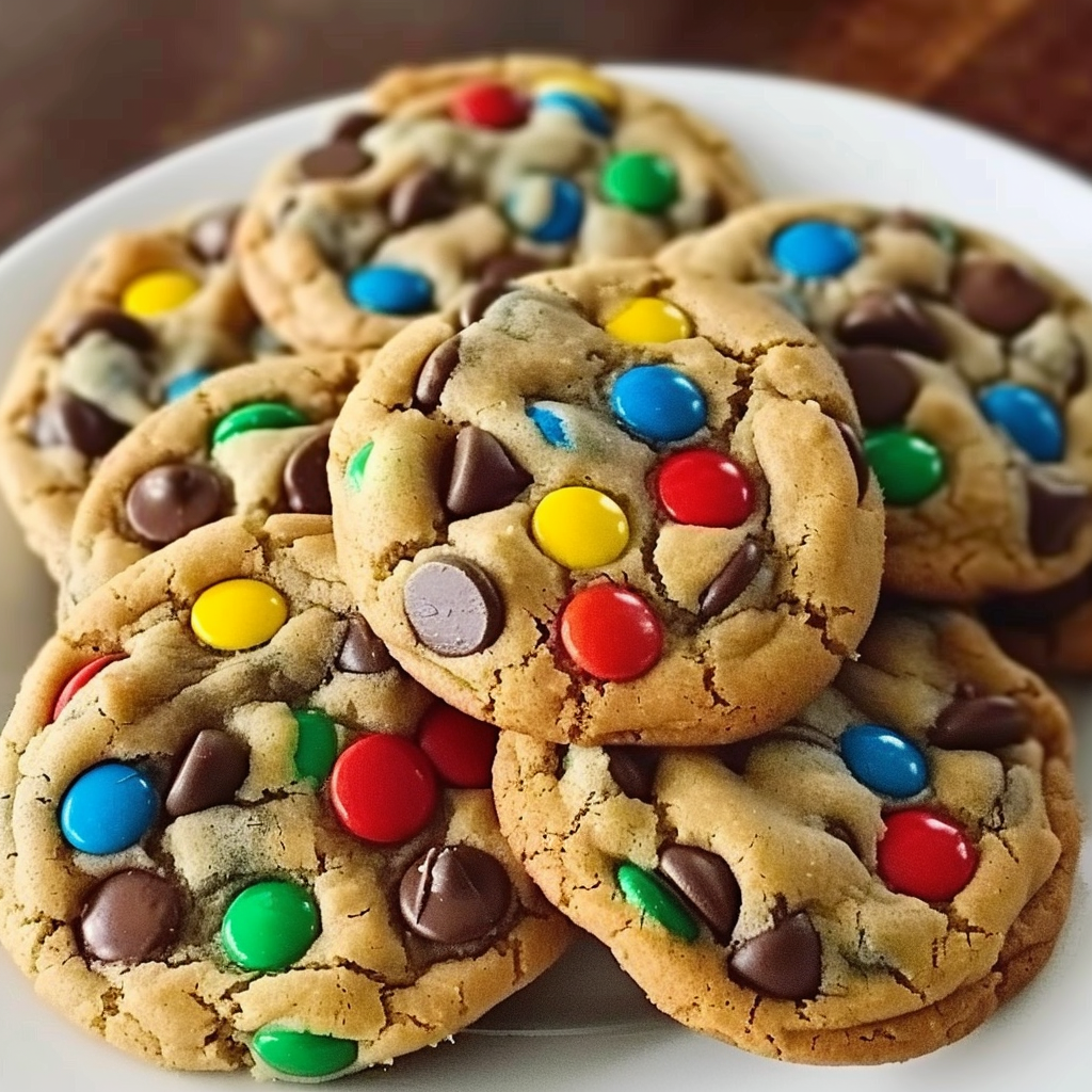 Recipe preparation for Peanut Butter M&M Chocolate Chip Cookies