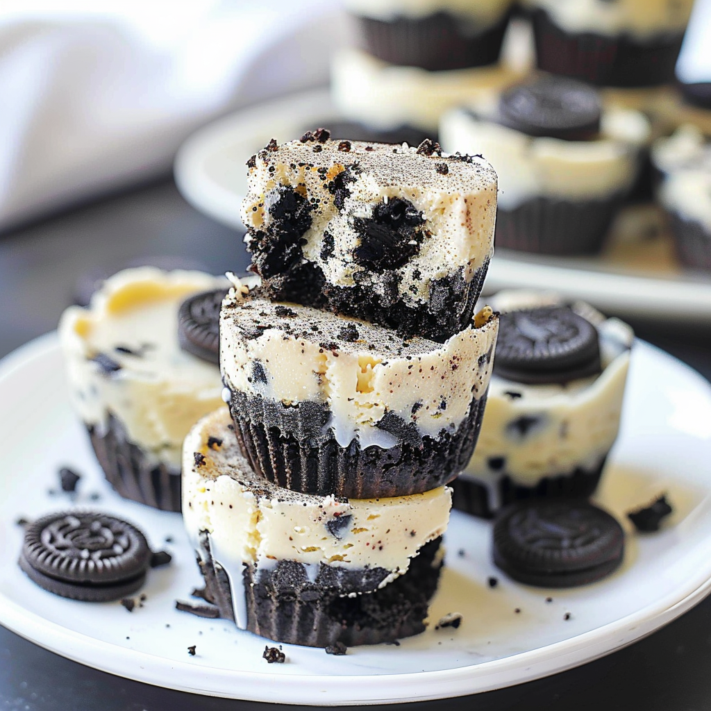 Recipe preparation for Mini Oreo Cheesecakes