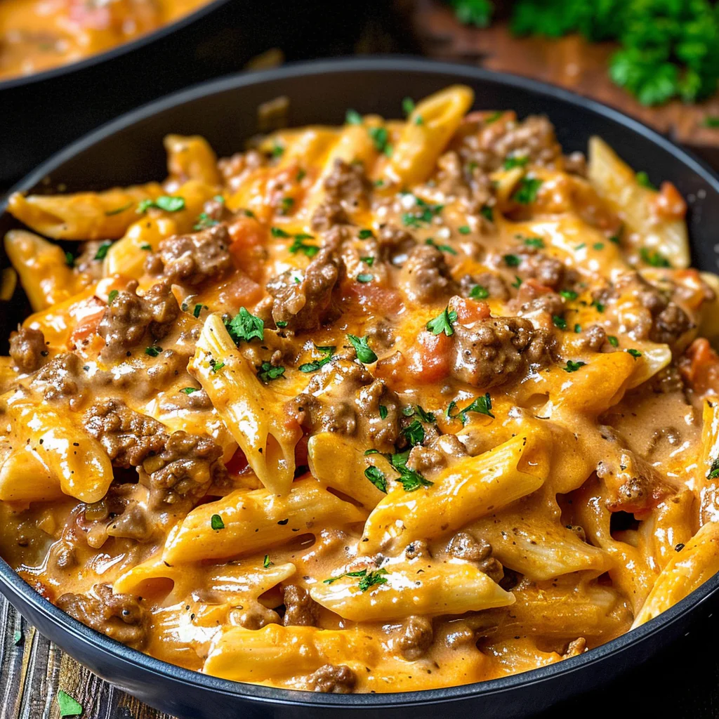 Recipe preparation for Creamy Beef Pasta Recipe