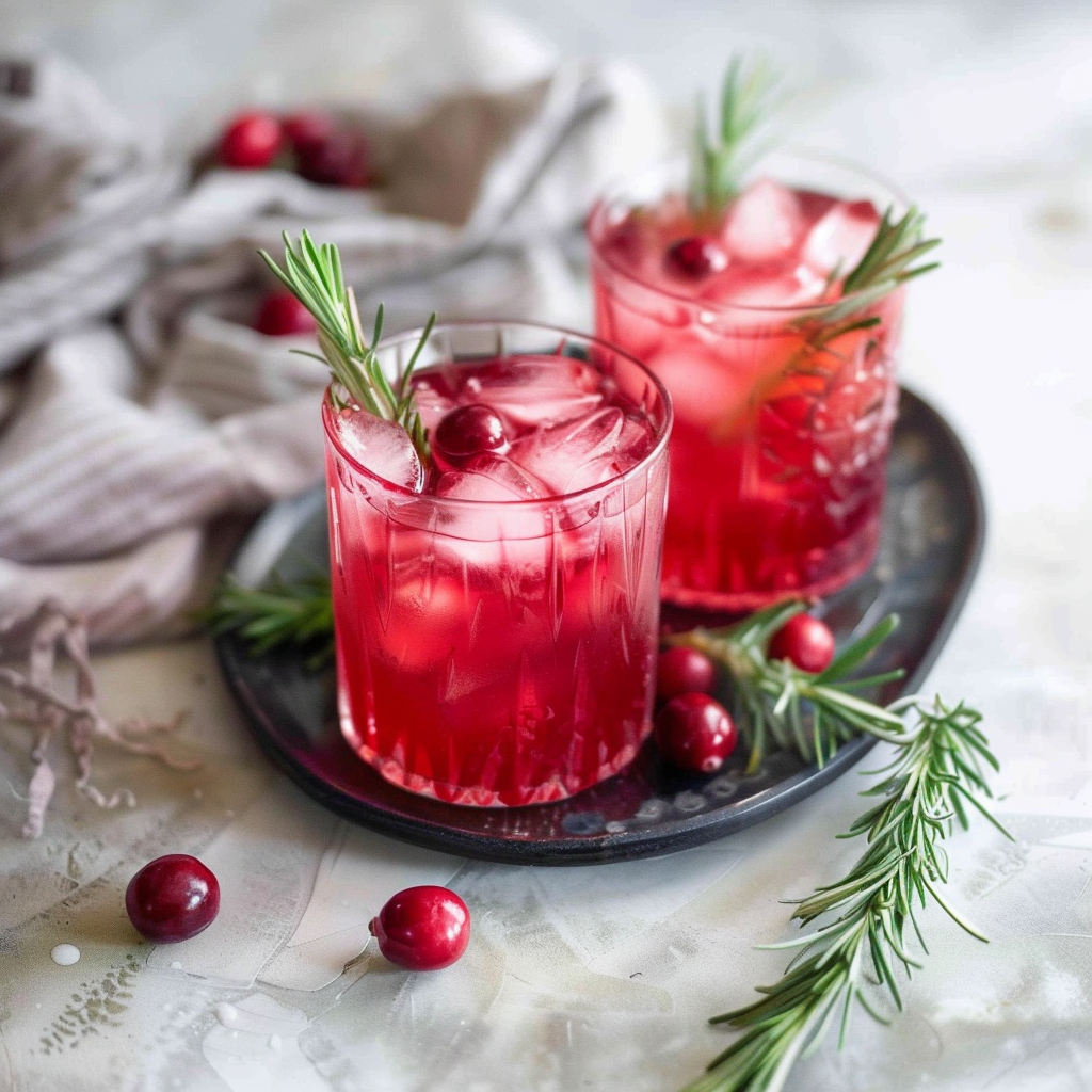 Recipe preparation for Rosemary Cranberry Cocktail