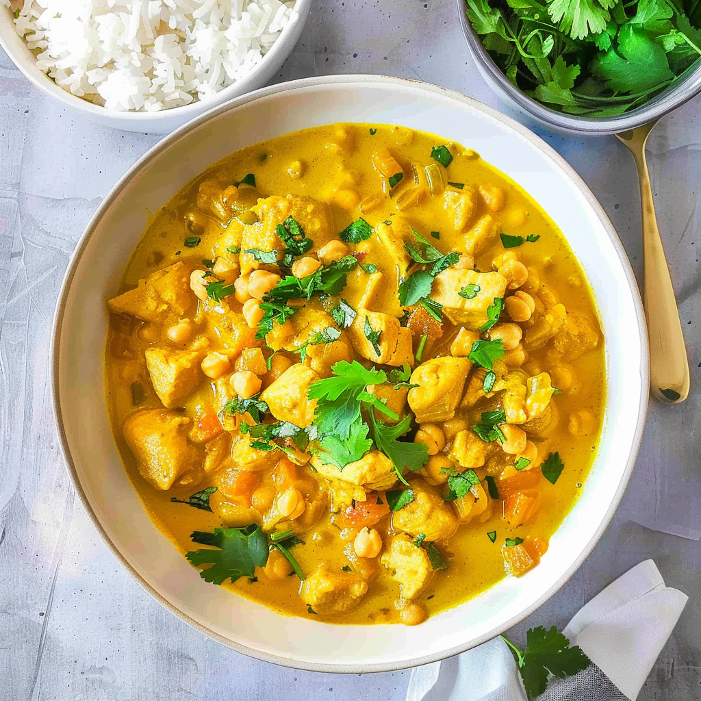Recipe preparation for Crockpot Coconut Turmeric Chicken & Chickpeas