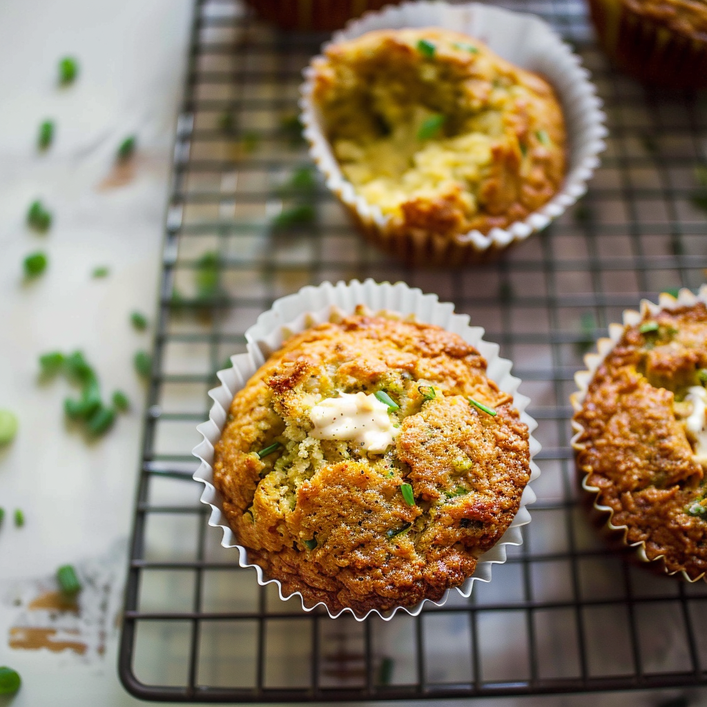 Recipe preparation for Garlic Herb Cornbread Muffins