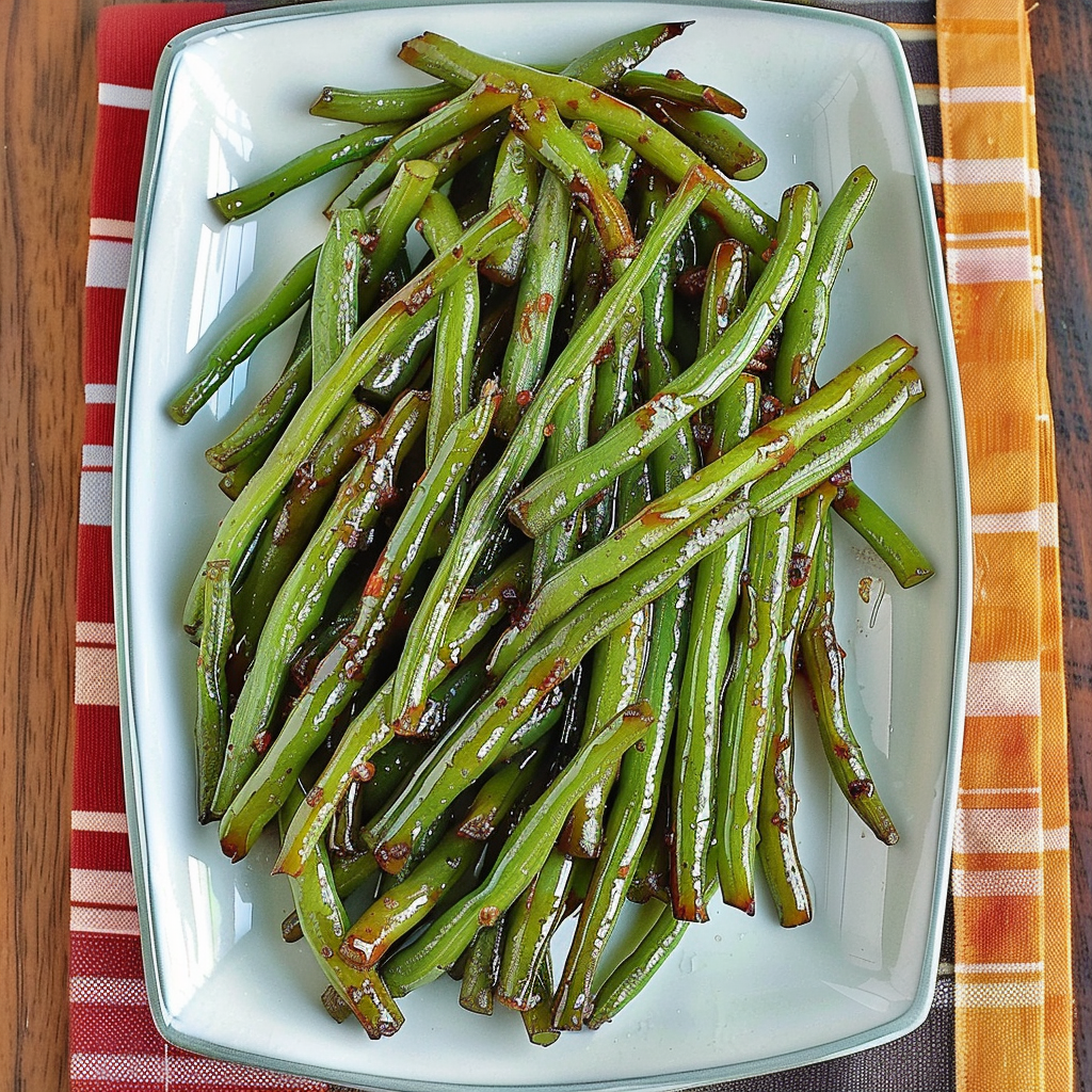 Recipe preparation for Air-Fryer Green Beans with Balsamic Glaze