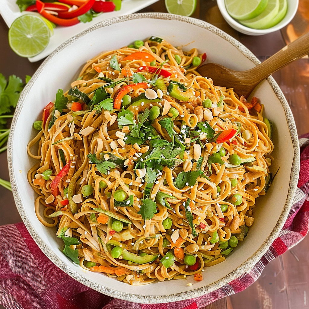 Recipe preparation for Spicy Peanut Noodles with Edamame